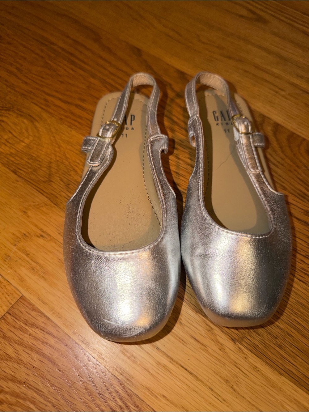 GAP Kids Metallic Silver Slingback Ballet Flats Girls Size 11